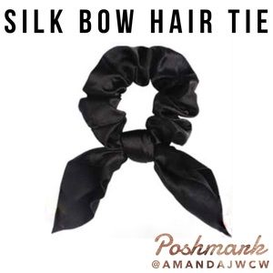 Silk Bow Hair Tie Scrunchie - Black